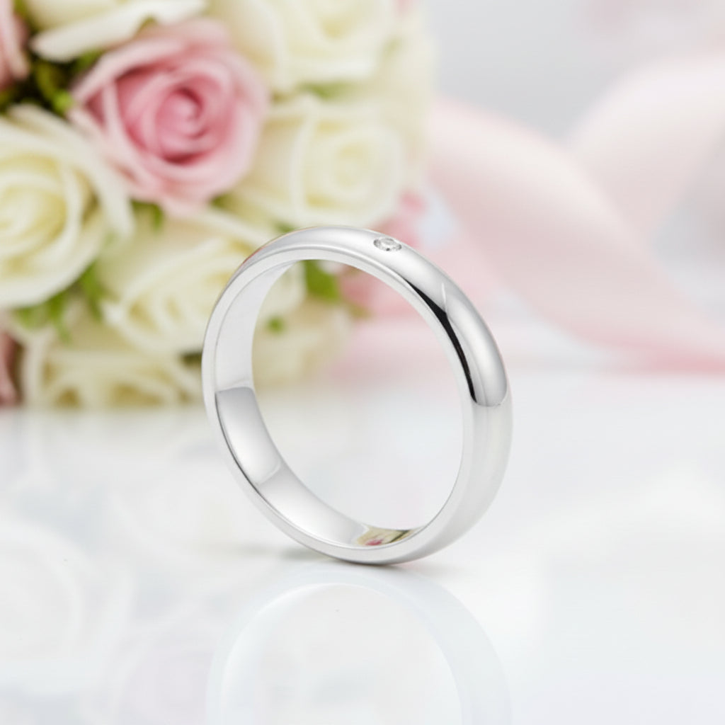 14k White Gold Bridal Ring Band 0.01ct Natural Diamond Options-Black Diamonds New York