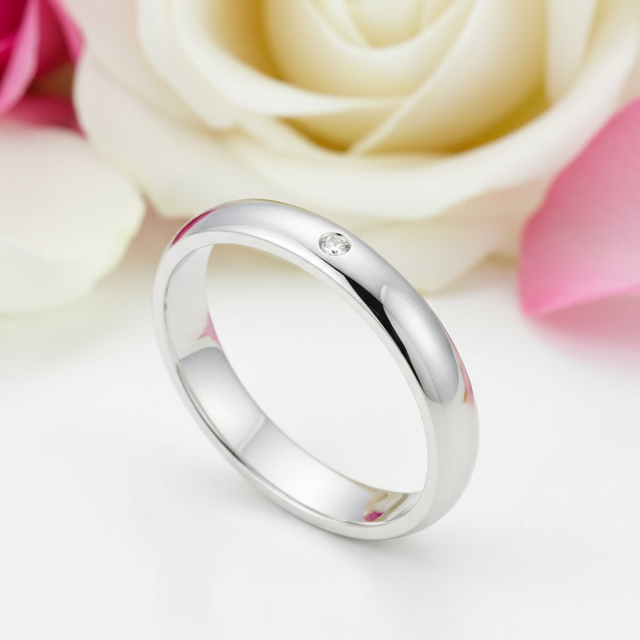 14k White Gold Bridal Ring Band 0.01ct Natural Diamonds-Black Diamonds New York