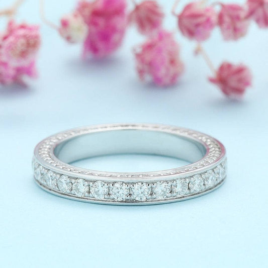 14K White Gold DEF Color Diamond Eternity Wedding Ring-Black Diamonds New York