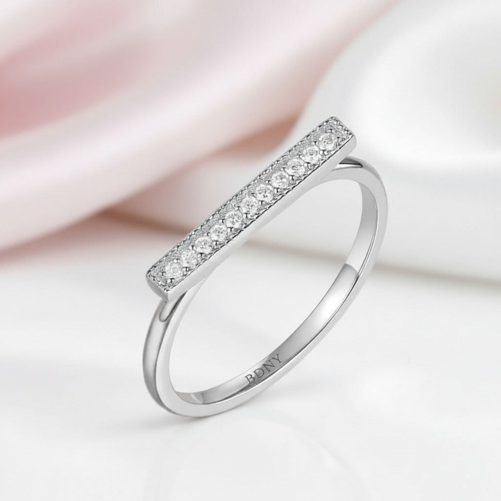 14k White Gold Elegant Ring 0.07ct Diamond Option-Black Diamonds New York