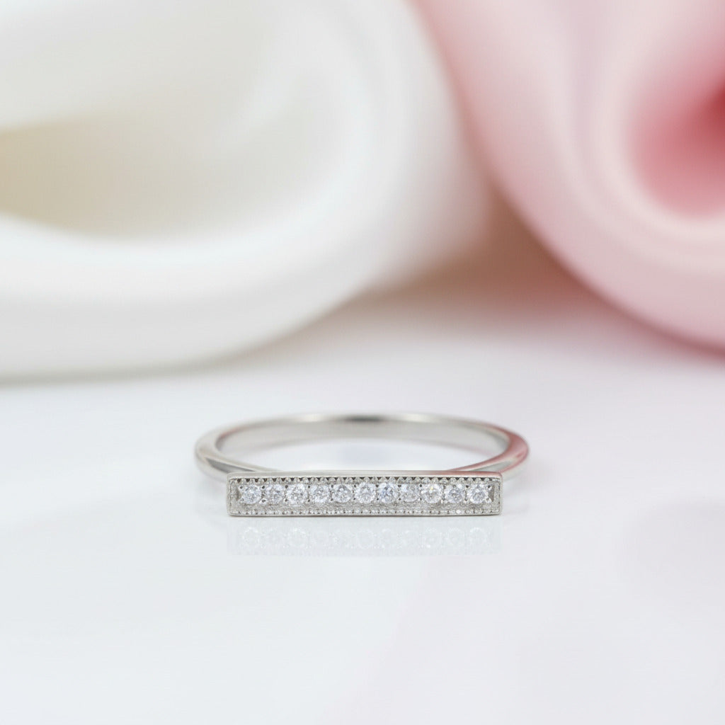 14k White Gold Elegant Ring 0.07ct Diamond Option-Black Diamonds New York