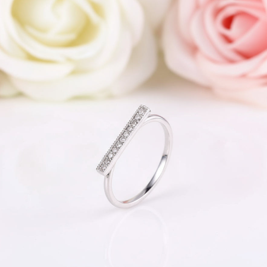 14k White Gold Elegant Ring 0.07ct Natural Diamond-Black Diamonds New York