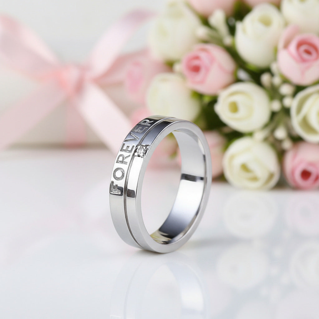 14k White Gold Forever Ring 0.02ct Diamond Option-Black Diamonds New York