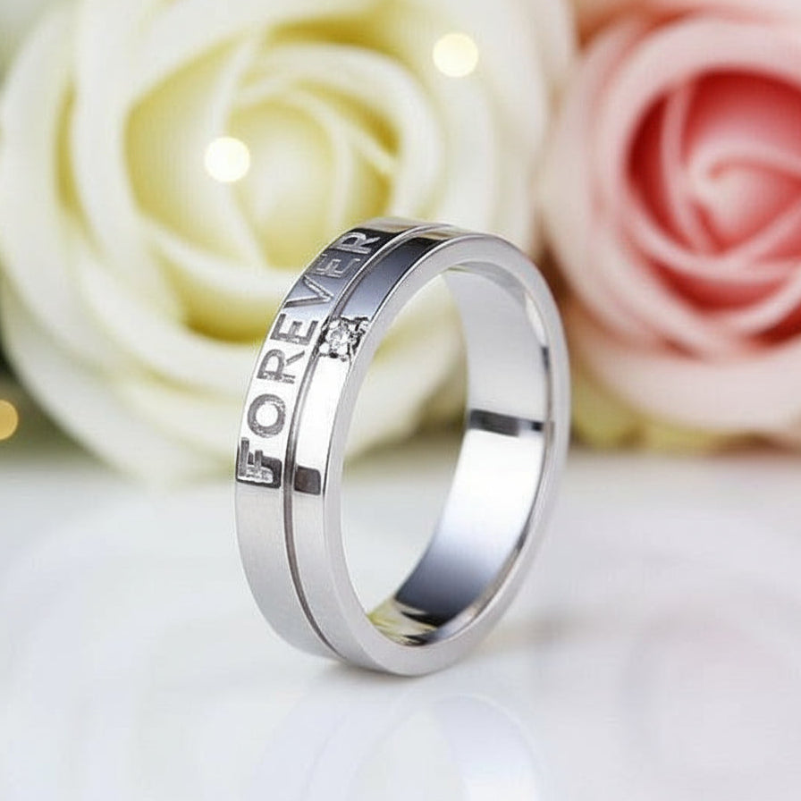 14k White Gold Forever Ring 0.02ct Natural Diamond-Black Diamonds New York