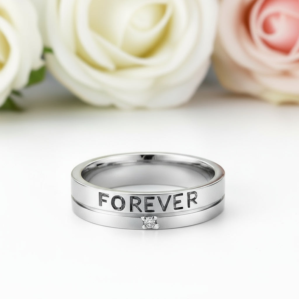 14k White Gold Forever Ring 0.02ct Natural Diamond-Black Diamonds New York