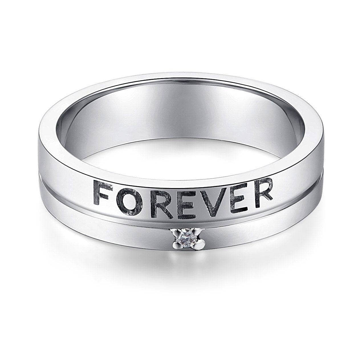 14K White Gold Forever Ring 0.02ct Natural Diamond-Black Diamonds New York