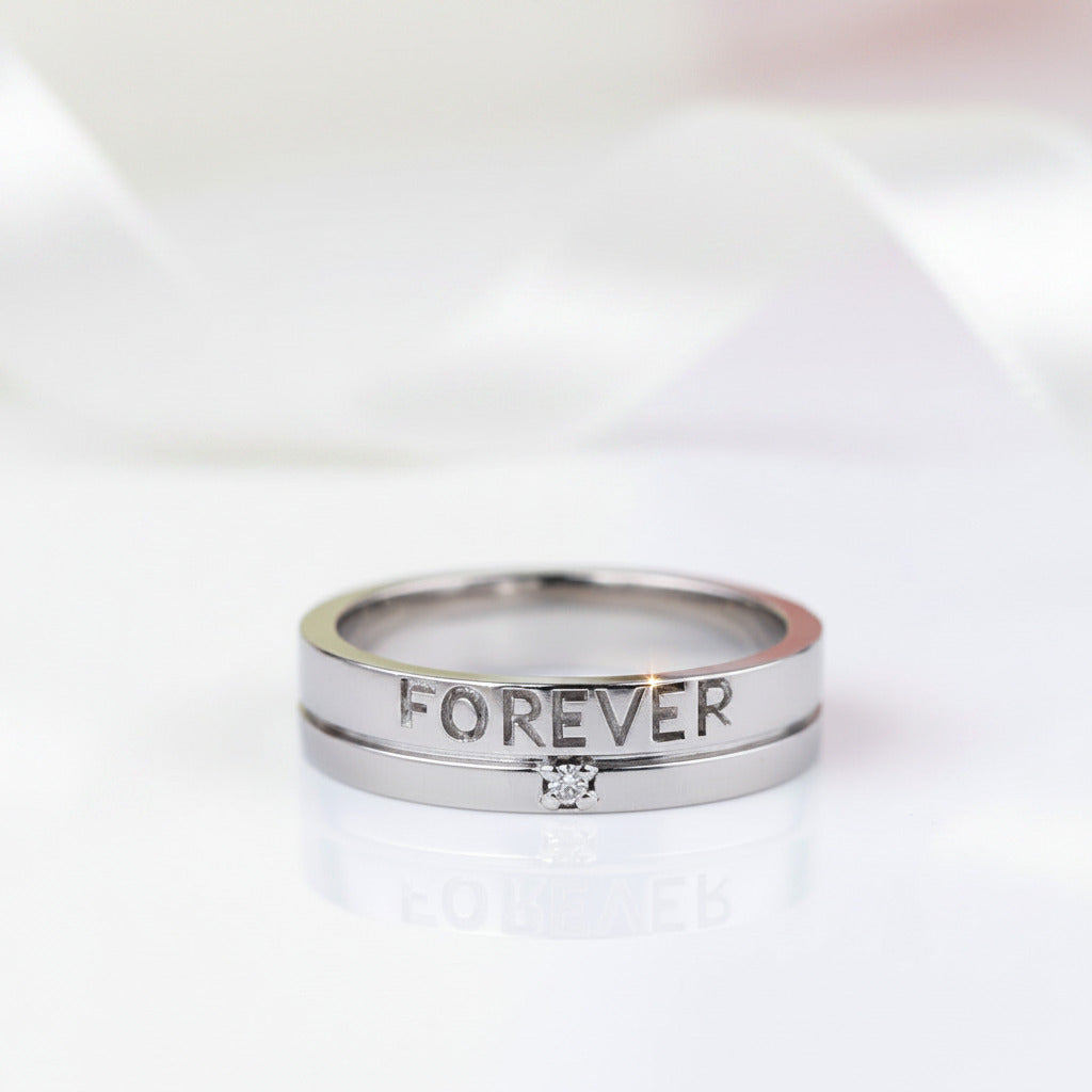 14k White Gold Forever Ring 0.02ct Diamond Option-Black Diamonds New York