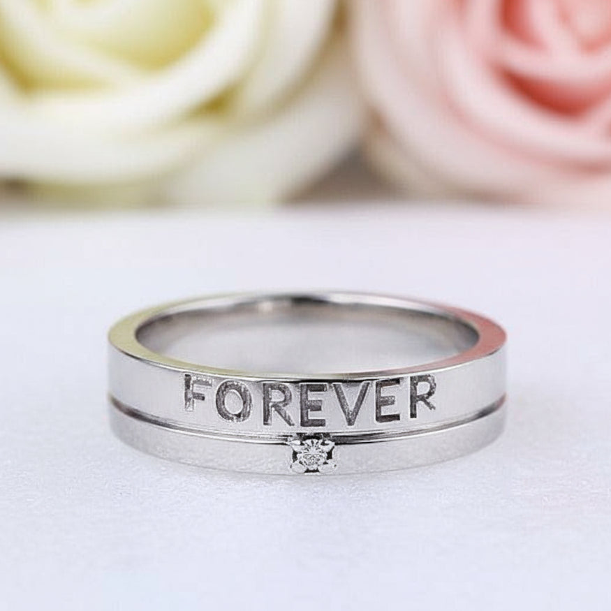 14k White Gold Forever Ring 0.02ct Natural Diamond-Black Diamonds New York