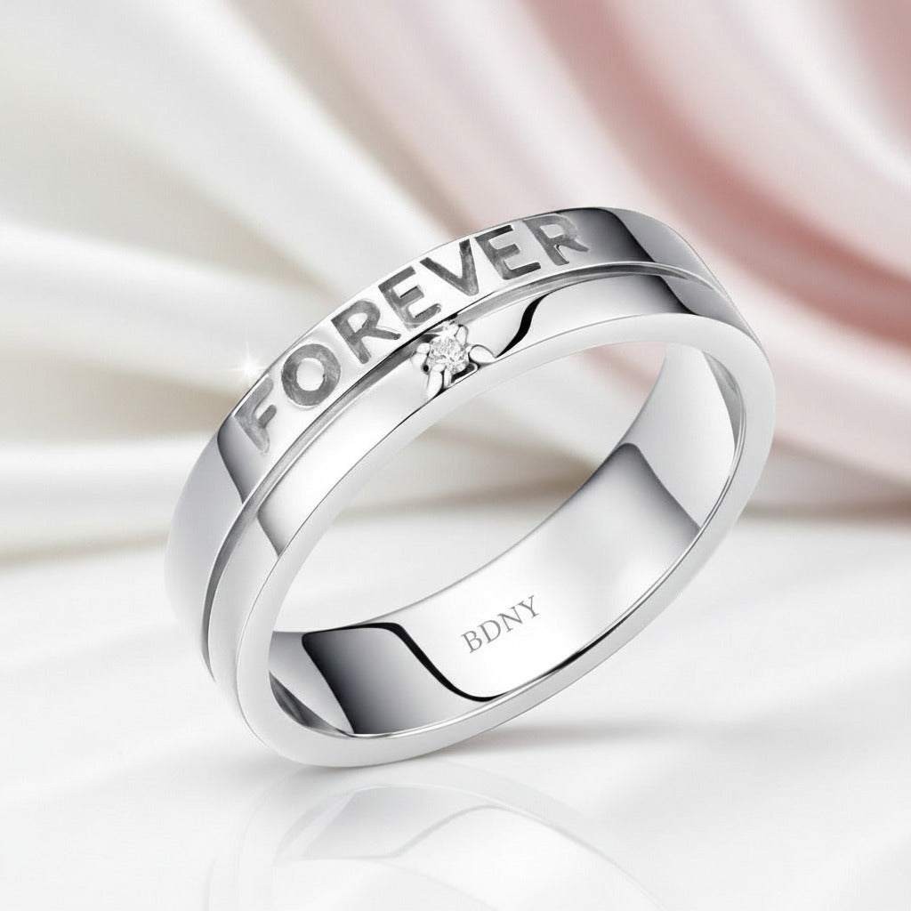 14k White Gold Forever Ring 0.02ct Diamond Option-Black Diamonds New York
