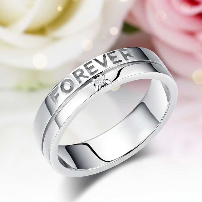 14k White Gold Forever Ring 0.02ct Natural Diamond-Black Diamonds New York