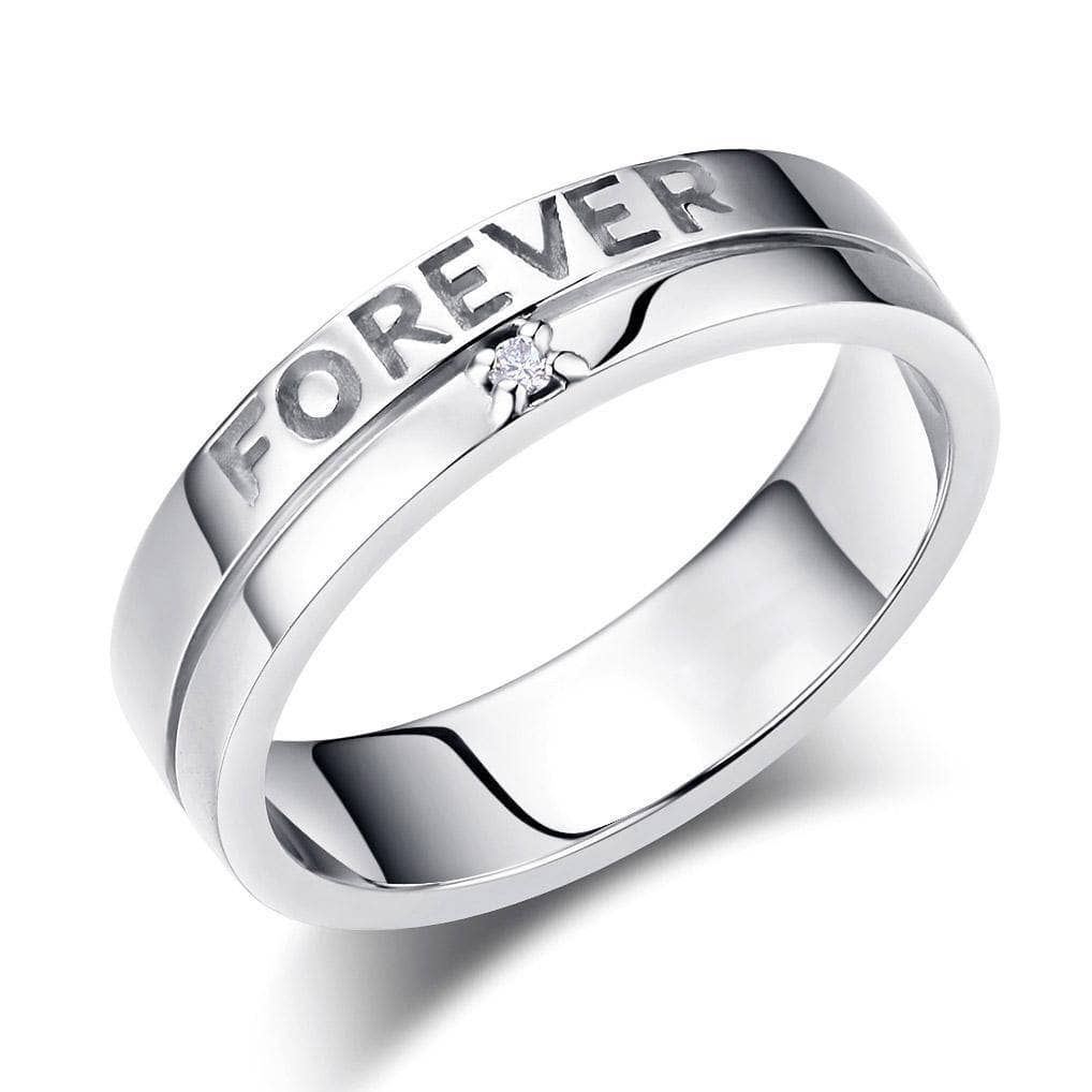14K White Gold Forever Ring 0.02ct Natural Diamonds