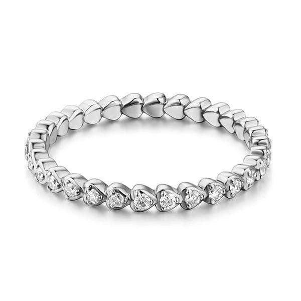 14K White Gold Heart Eternity Stacking Ring 0.33ct Natural Diamonds