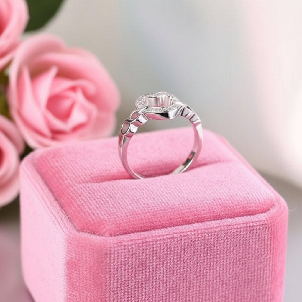 14k White Gold Heart Promise Ring 0.1ct Natural Diamond-Black Diamonds New York