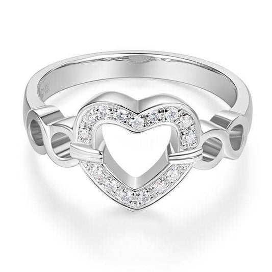 14K White Gold Heart Promise Ring 0.1ct Natural Diamond