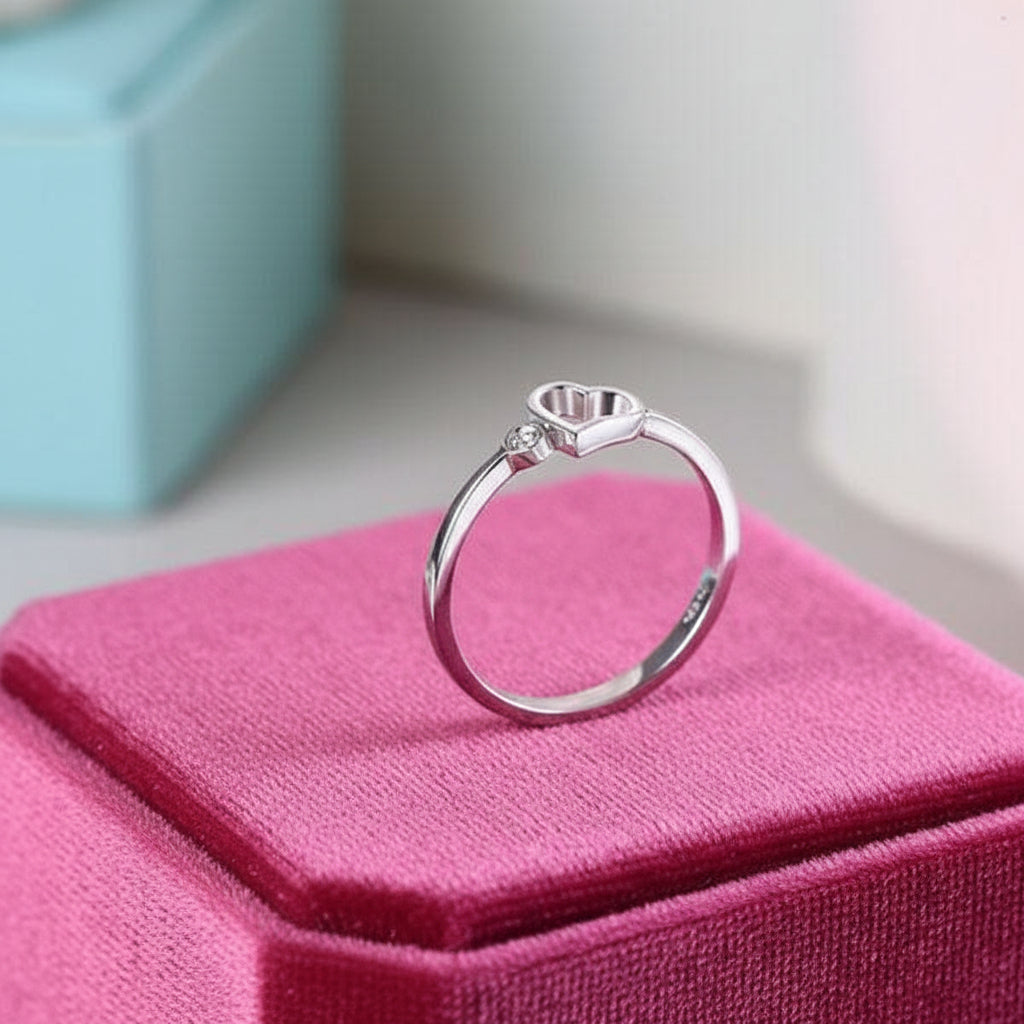 14K White Gold 0.02ct Natural Diamond Option Heart Ring-Black Diamonds New York