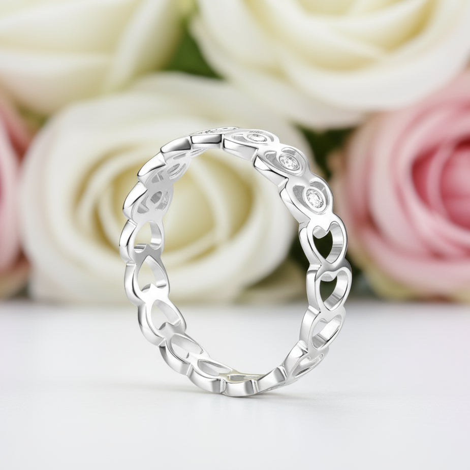 14k White Gold Heart Ring 0.07ct Natural Diamond-Black Diamonds New York