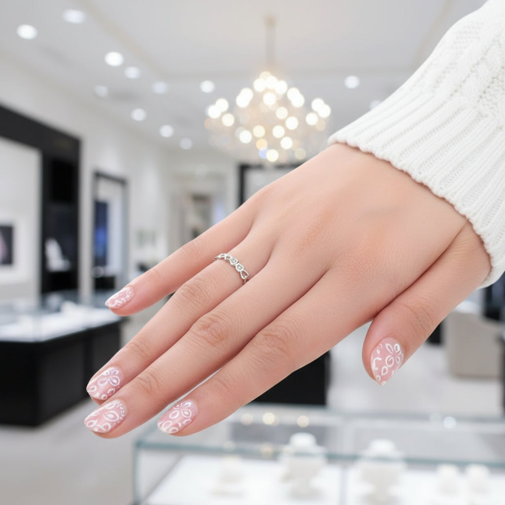 14k White Gold Heart Ring 0.07ct Natural Diamond-Black Diamonds New York