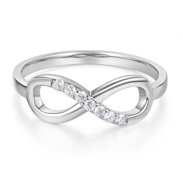 14K White Gold Infinity Ring 0.08ct Natural Diamond-Black Diamonds New York