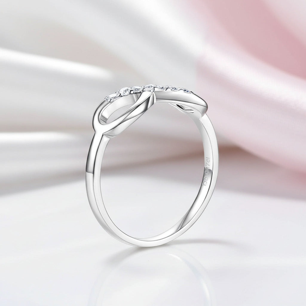 14K White Gold Infinity Ring 0.08ct Diamond Option-Black Diamonds New York