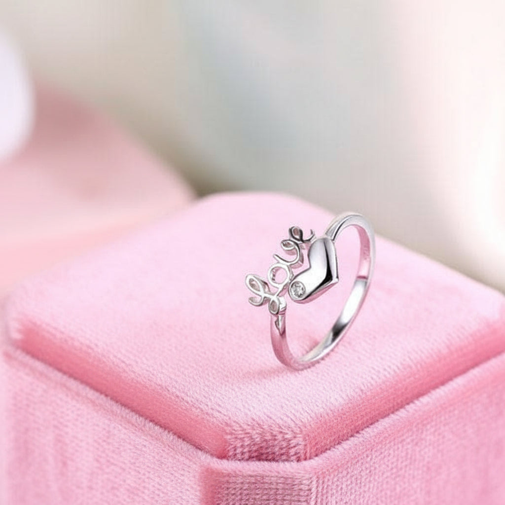 14k White Gold Love Heart Ring 0.01ct Natural Diamond-Black Diamonds New York