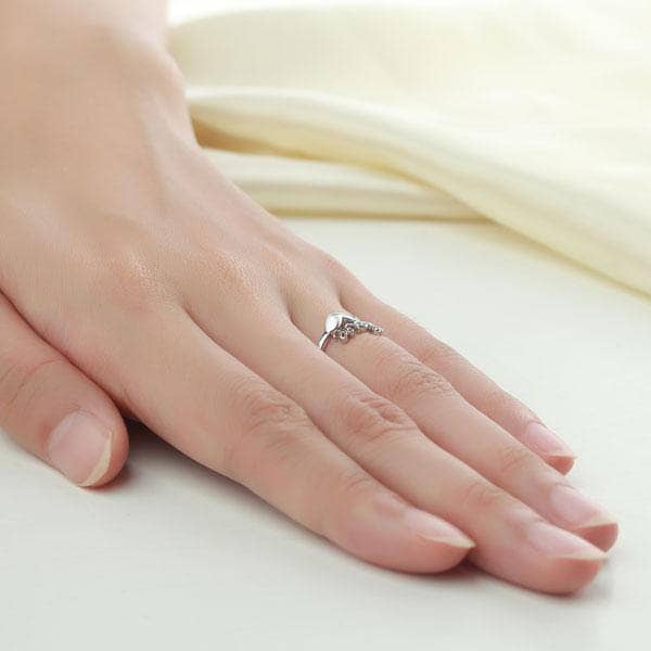 14k White Gold Love Heart Ring 0.01ct Natural Diamond-Black Diamonds New York