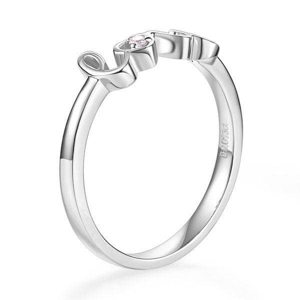 14K White Gold Love Ring 0.01ct Natural Diamond-Black Diamonds New York