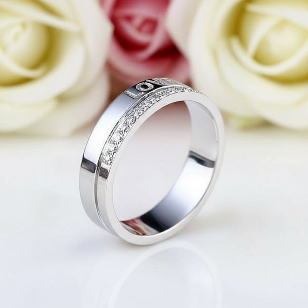 14k White Gold Love Wedding Band 0.12ct Natural Diamonds-Black Diamonds New York