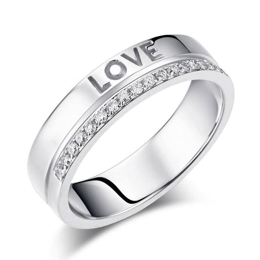 14K White Gold Love Wedding Band 0.12ct Natural Diamonds-Black Diamonds New York