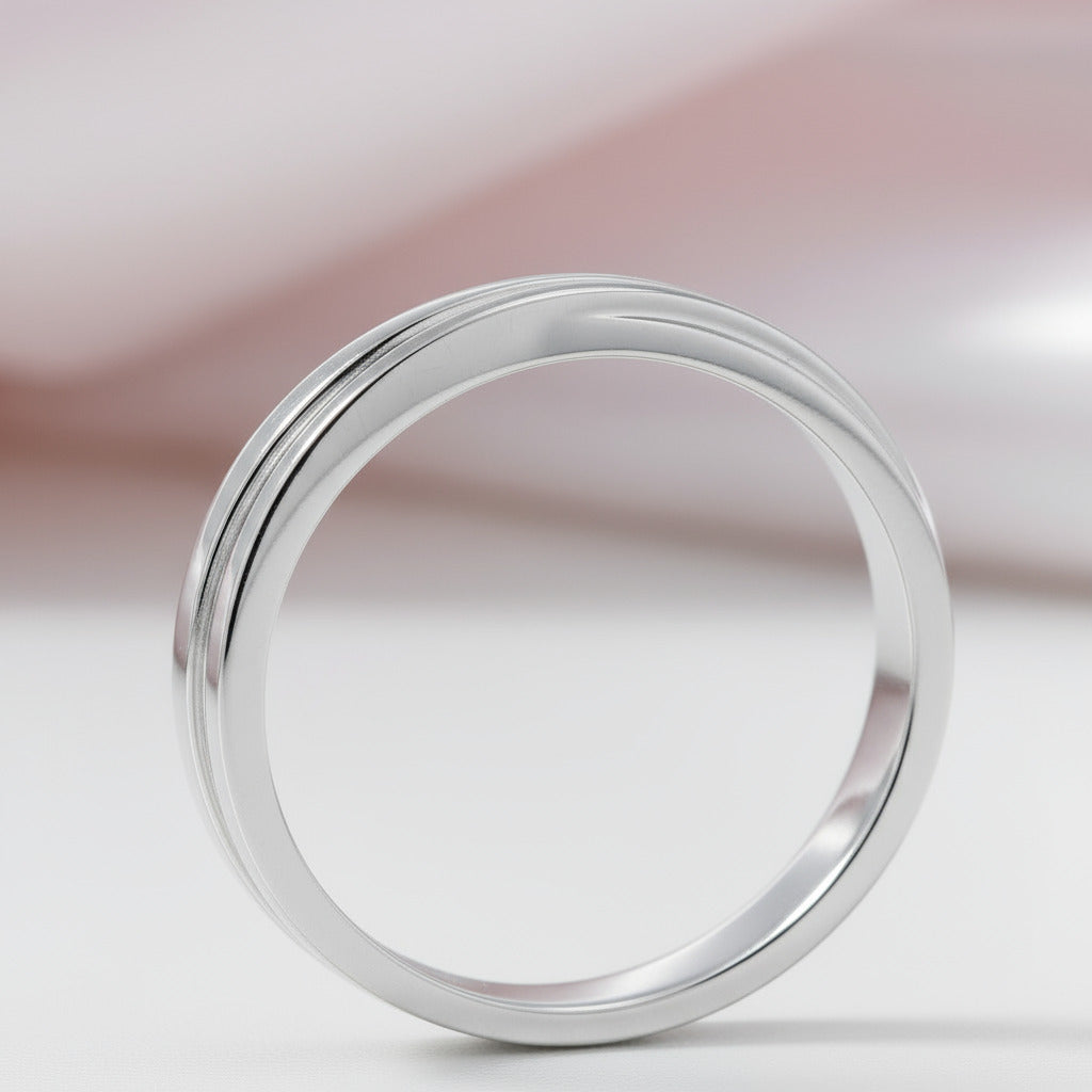 14K White Gold Men Wedding Band Ring-Black Diamonds New York