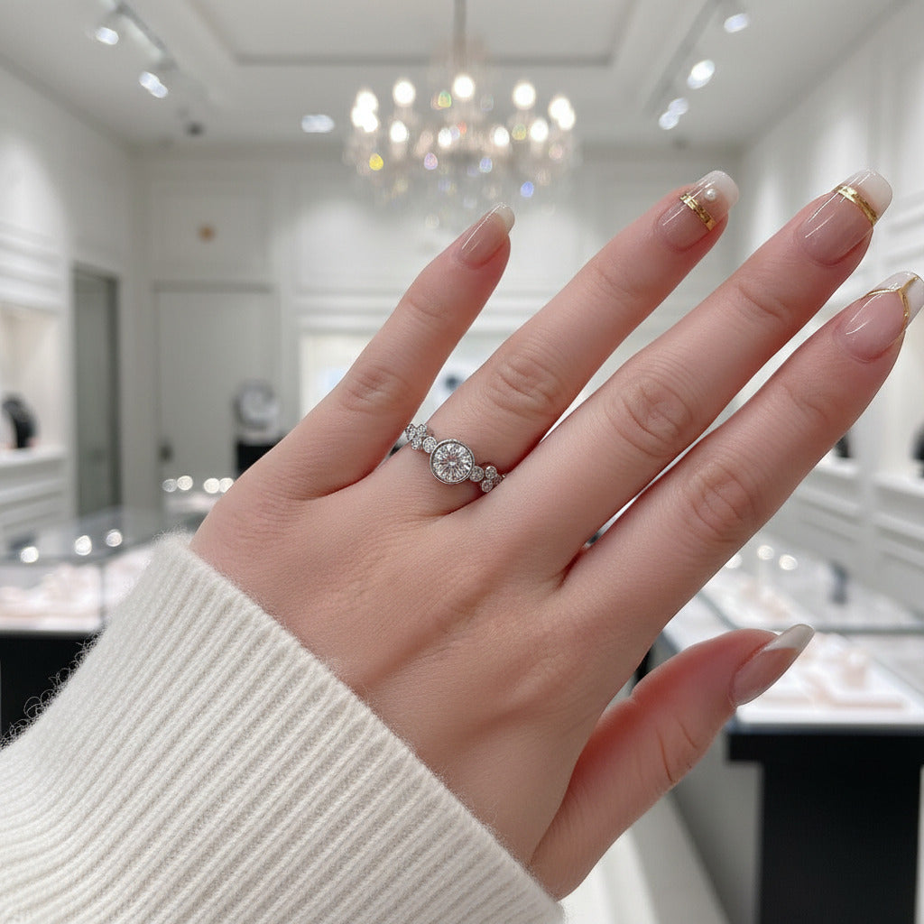 14k White Gold Diamond Option Engagement Ring-Black Diamonds New York