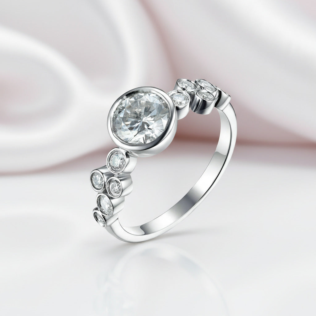 14k White Gold Diamond Option Engagement Ring-Black Diamonds New York