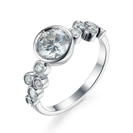 14K White Gold Diamond Engagement Ring-Black Diamonds New York
