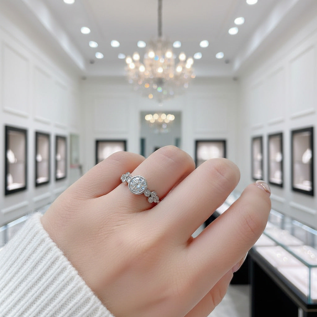 14k White Gold Diamond Option Engagement Ring-Black Diamonds New York