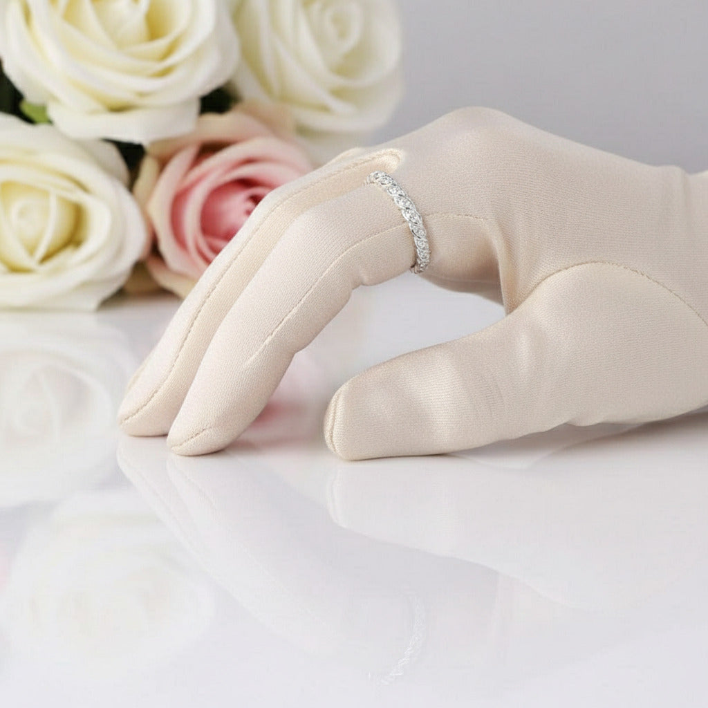 14k White Gold Diamond Stack Half Eternity Wedding Band-Black Diamonds New York