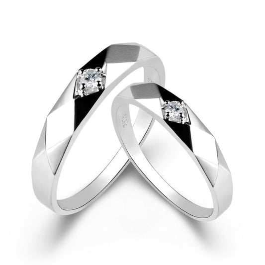 14K White Gold Rhombus Round Moissanite Diamond Engagement Ring-Black Diamonds New York