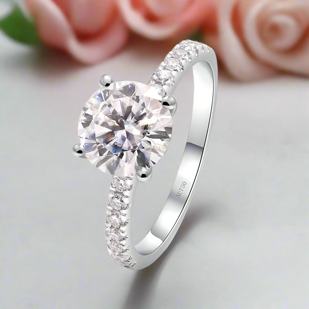 14k White Gold Round Cut 8mm 2ct Diamond Engagement Ring-Black Diamonds New York