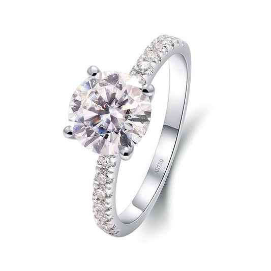 14k White Gold Round Cut 8mm 2ct Diamond Engagement Ring-Black Diamonds New York