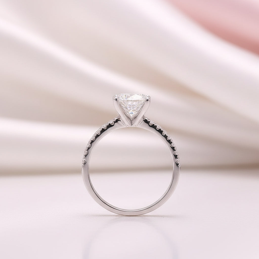 14k White Gold Round Cut 8mm 2ct Diamond Option Engagement Ring-Black Diamonds New York