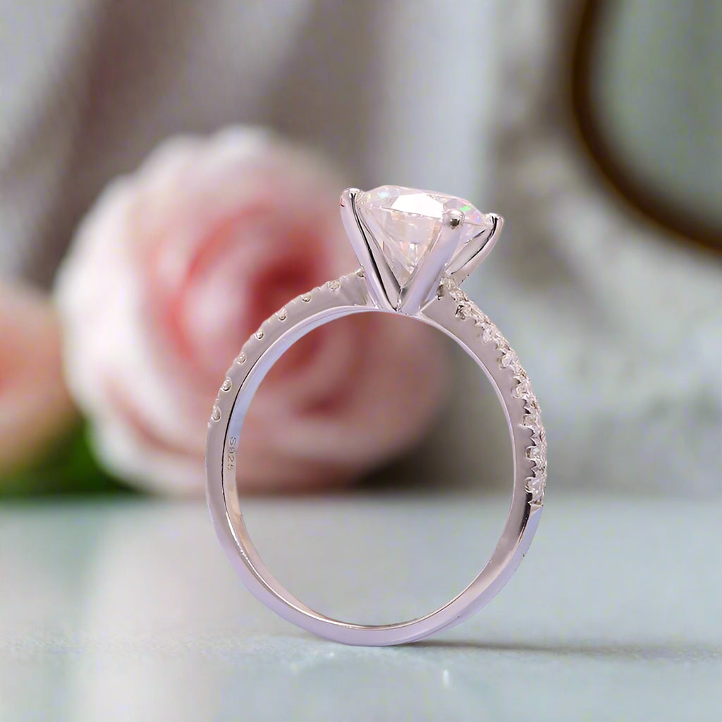 14k White Gold Round Cut 8mm 2ct Diamond Engagement Ring-Black Diamonds New York