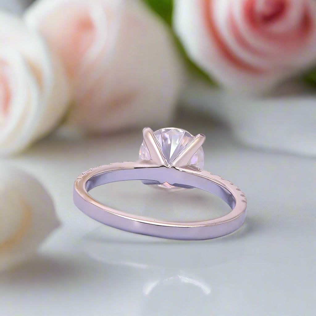 14k White Gold Round Cut 8mm 2ct Diamond Engagement Ring-Black Diamonds New York