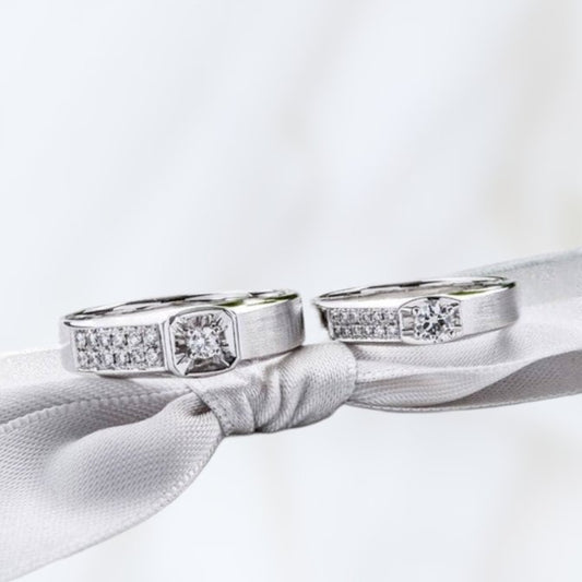 14k White Gold Round Moissanite Diamond Classic Engagement Ring-Black Diamonds New York