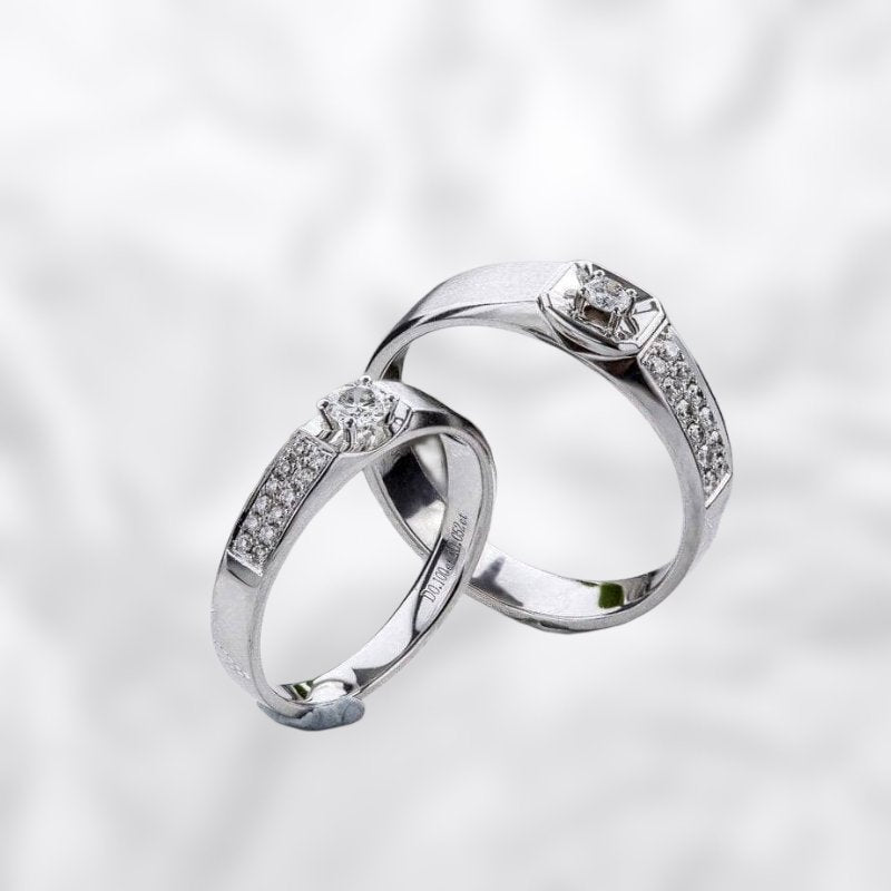 14k White Gold Round Moissanite Diamond Classic Engagement Ring - Black Diamonds New York