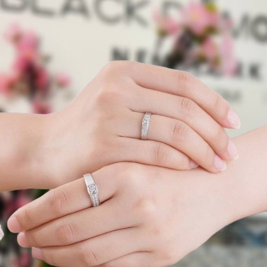 14k White Gold Round Moissanite Diamond Classic Engagement Ring-Black Diamonds New York