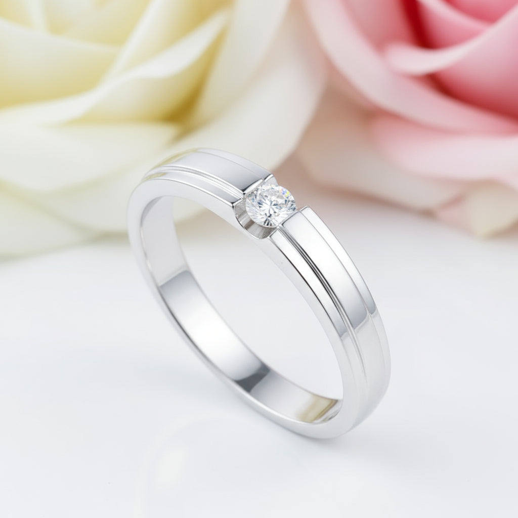 14k White Gold Round Natural Diamond Ring-Black Diamonds New York