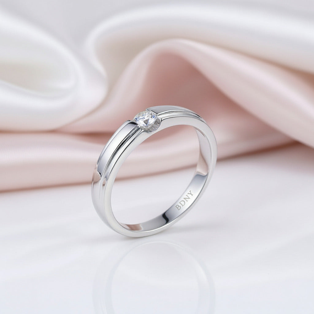 14k White Gold Round Diamond Option Ring-Black Diamonds New York