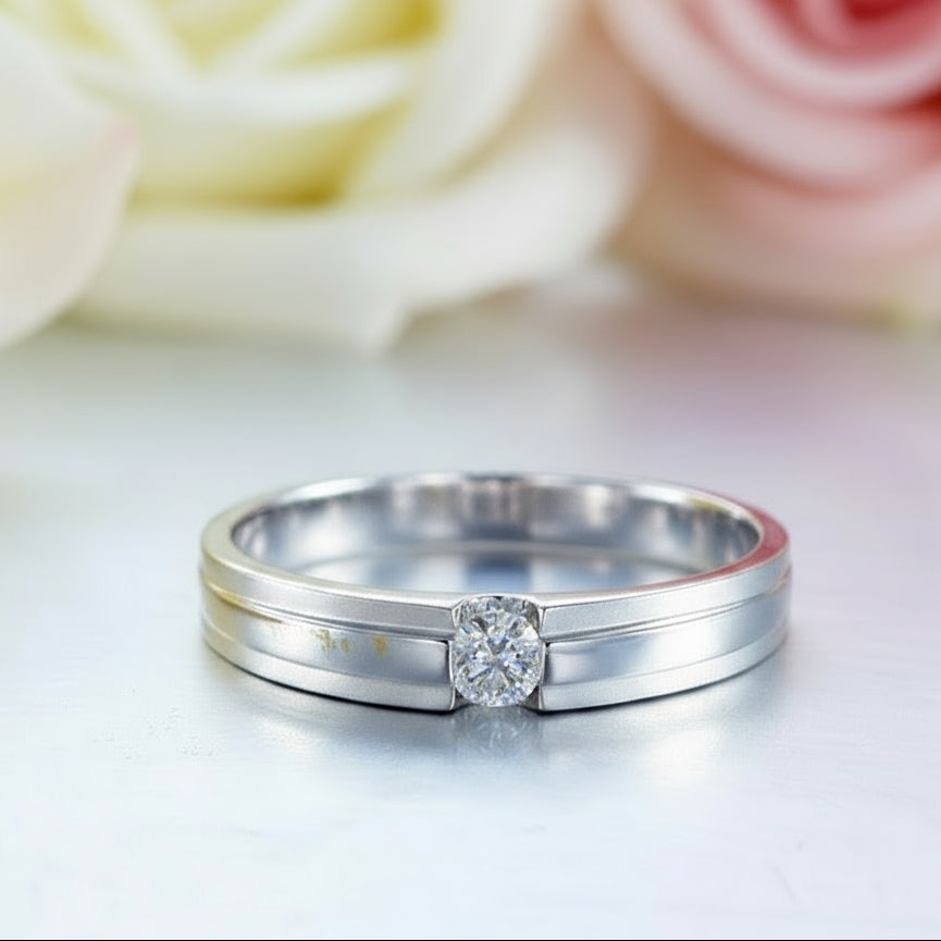 14k White Gold Round Natural Diamond Ring-Black Diamonds New York