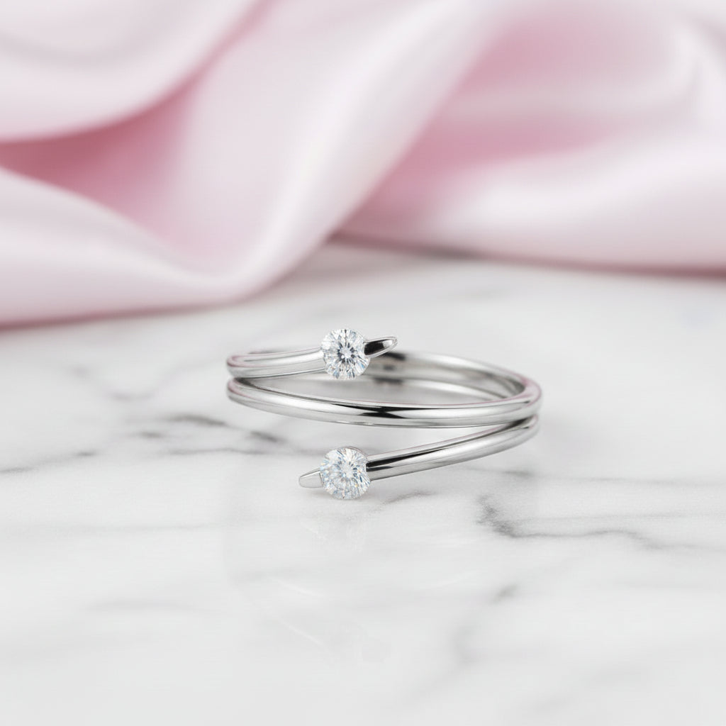 14k White Gold Trendy Ring 0.2ct Natural Diamond Option-Black Diamonds New York