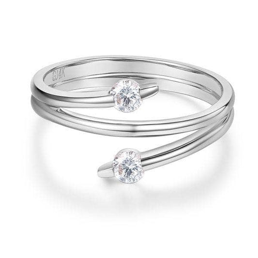 14K White Gold Trendy Ring 0.2ct Natural Diamond-Black Diamonds New York