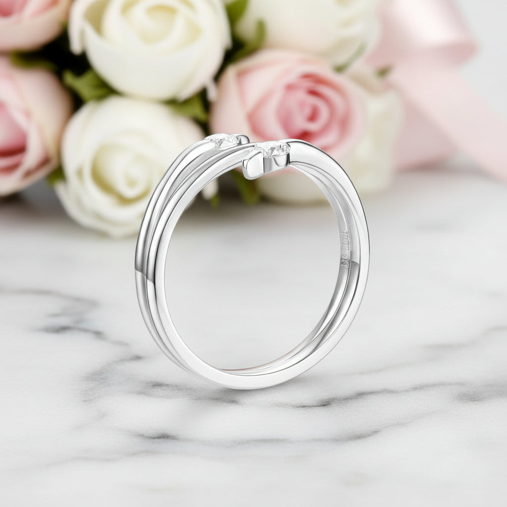 14k White Gold Trendy Ring 0.2ct Natural Diamond Option-Black Diamonds New York