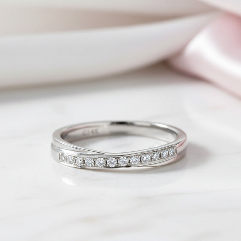14k White Gold Wedding Band 0.14ct Diamond Options-Black Diamonds New York